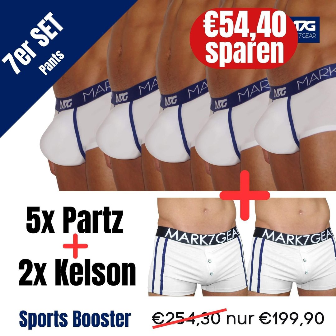 Lucky Seven Black Sport Set Nr. 3:   5x Pants mit SPORTS BOOSTER + 2  Pants Kelson WEISS