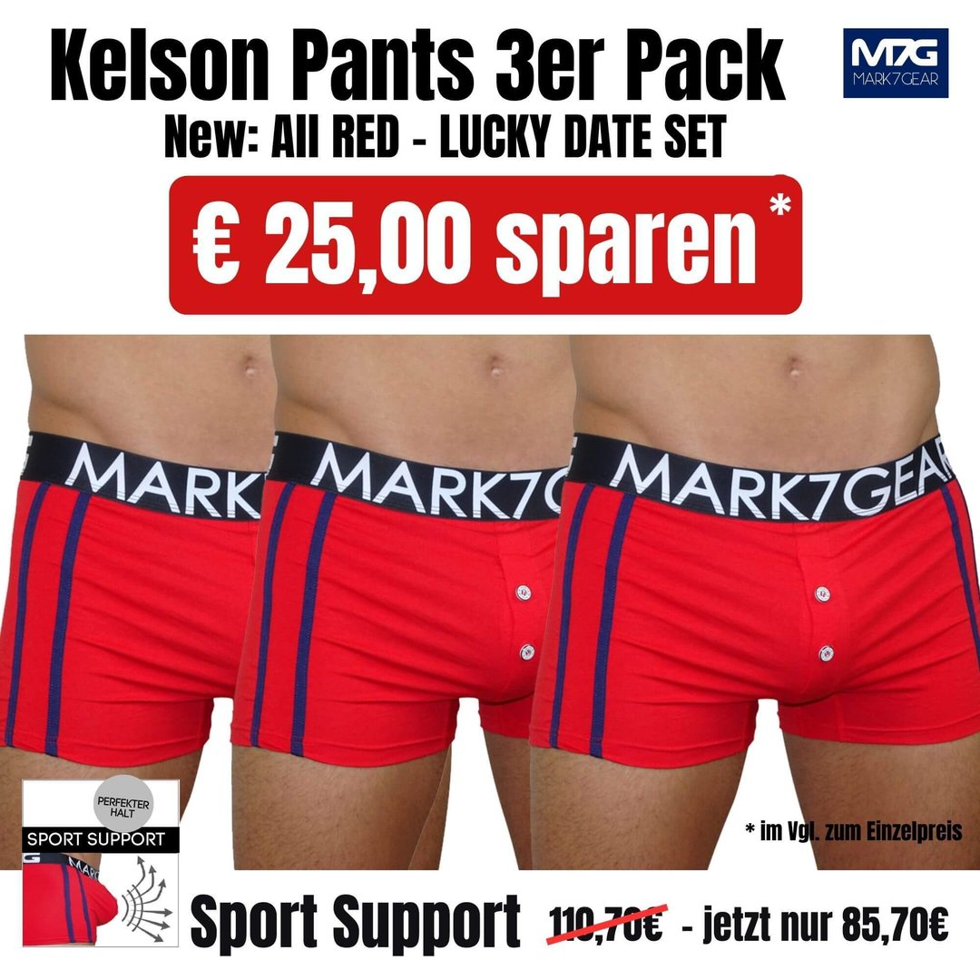 Kelson 3er Pack Pants, Chil Red mit SPORT SUPPORT