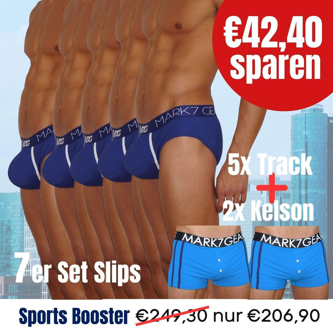 Lucky Seven Black Sport Set Nr. 6:   5x Slip Track mit SPORTS BOOSTER + 2  Pants Kelson Ibiza Blue