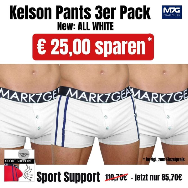 Kelson Pants 3er Pack all white 25 Euro sparen