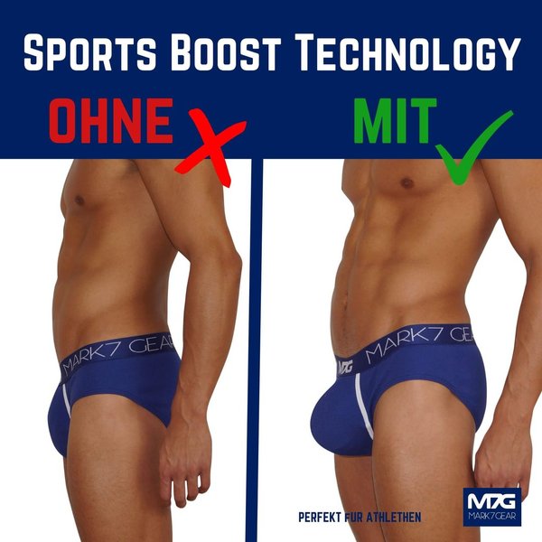 3 x Blue Track Briefs with SPORTS BOOST TECHNOLOGY
