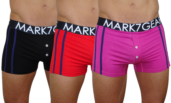3 Pack Kelson Pants, BLACK-RED-PINK (Color Set 1), mit JOCK BOOSTER (PUSH-UP EFFEKT)